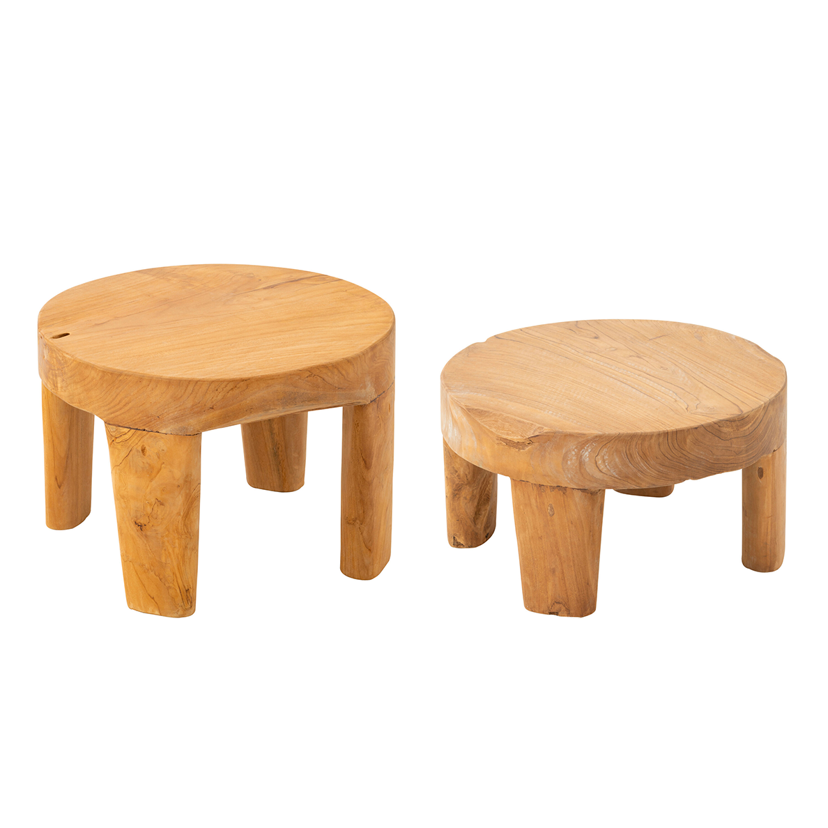 Set de 2 tables d'appoint LAOS en Tek Naturel