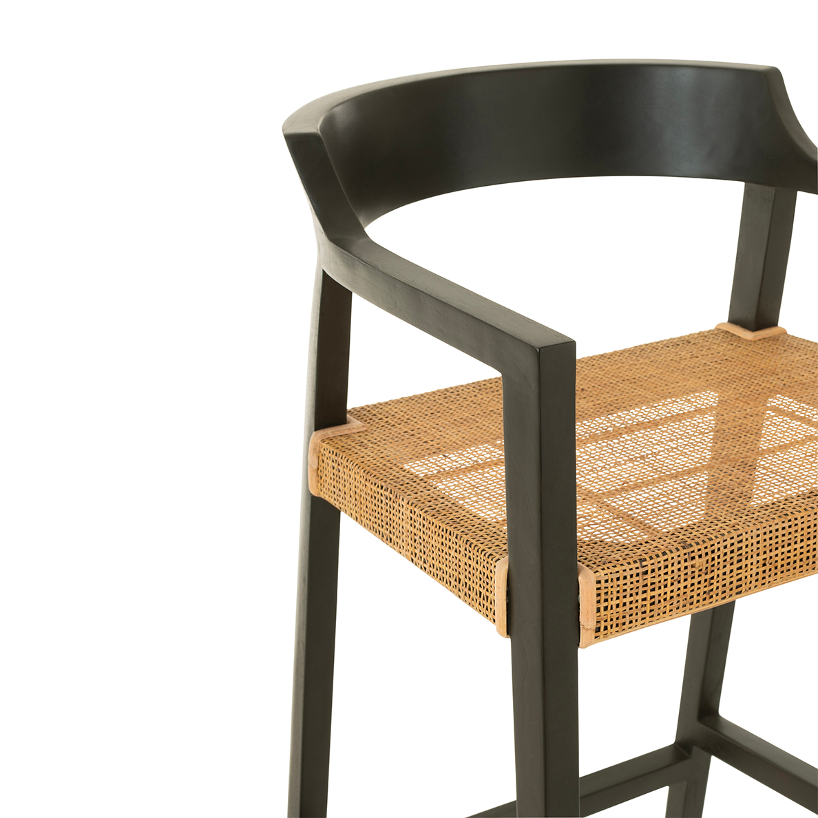 Tabouret de bar EMMA en teck noir/marron