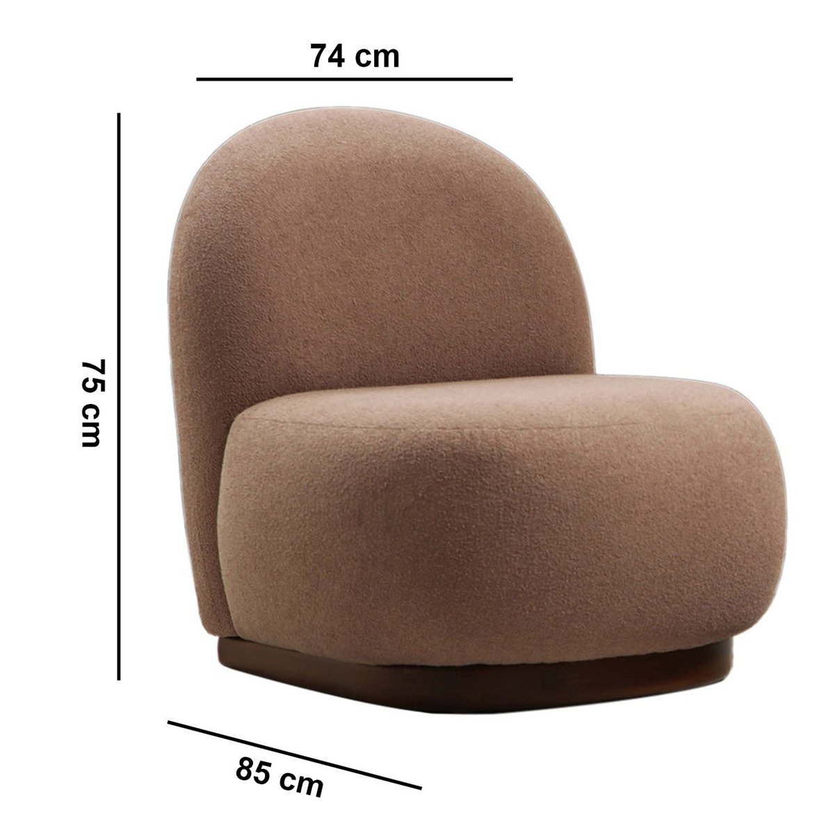 Fauteuil tissu bouclette ICEBERG brun