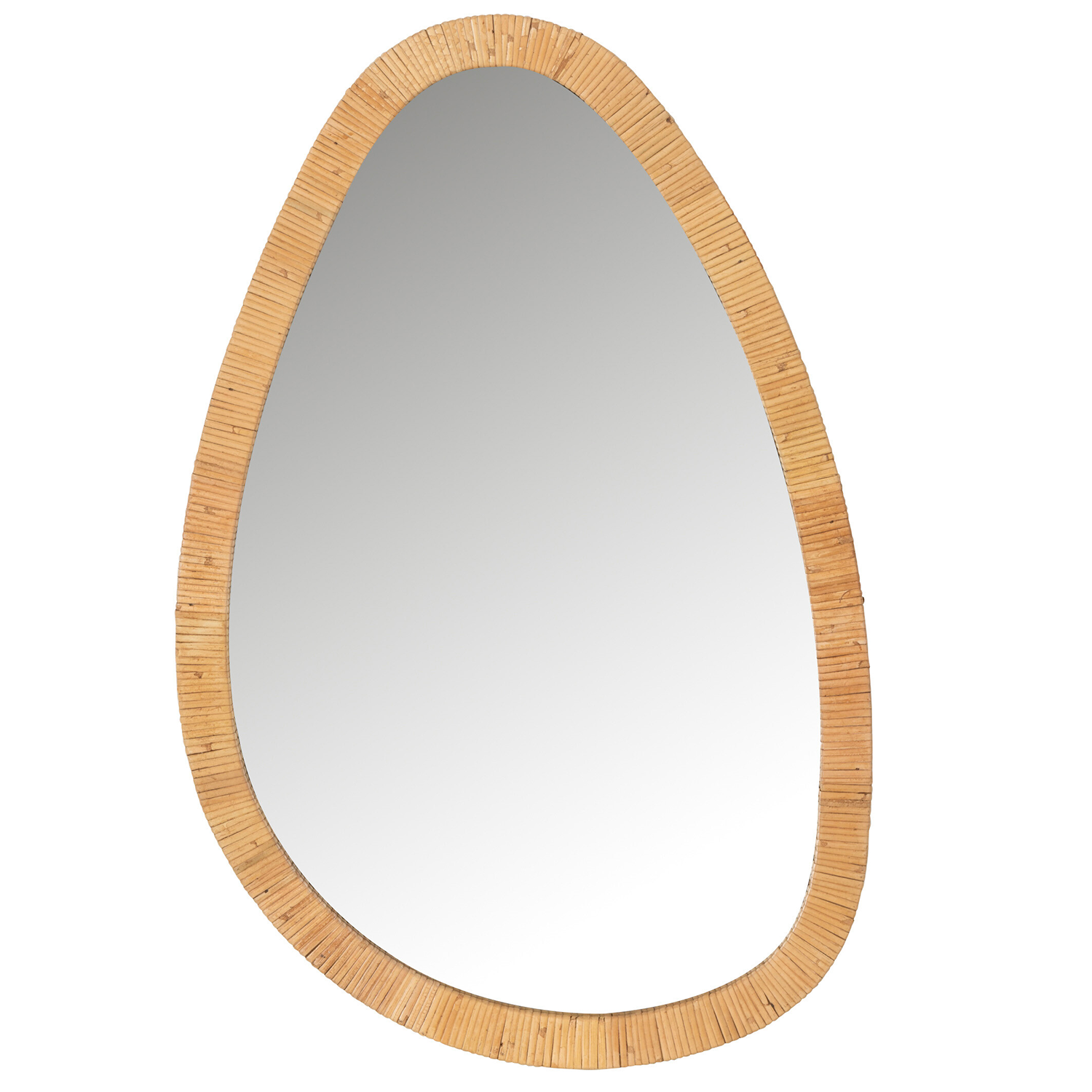 Miroir en Paille de Rotin/Verre Naturel de Taille Moyenne