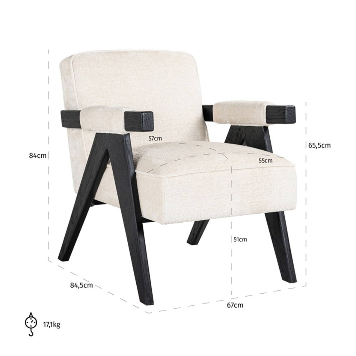 Fauteuil tissu bouclette COOPER écru