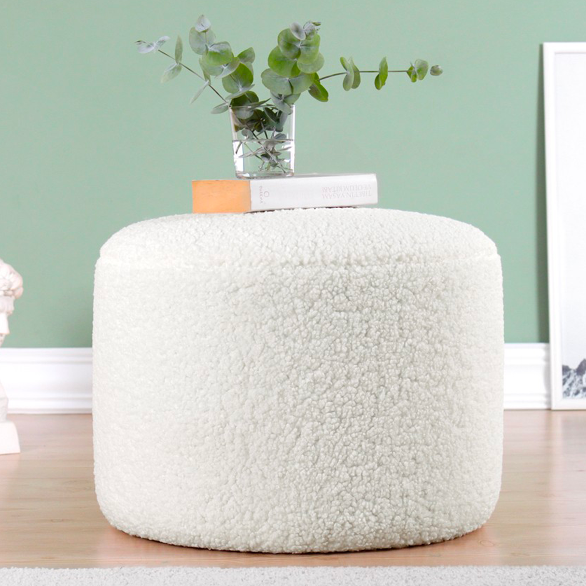 Pouf SHEEP tissu bouclette blanc