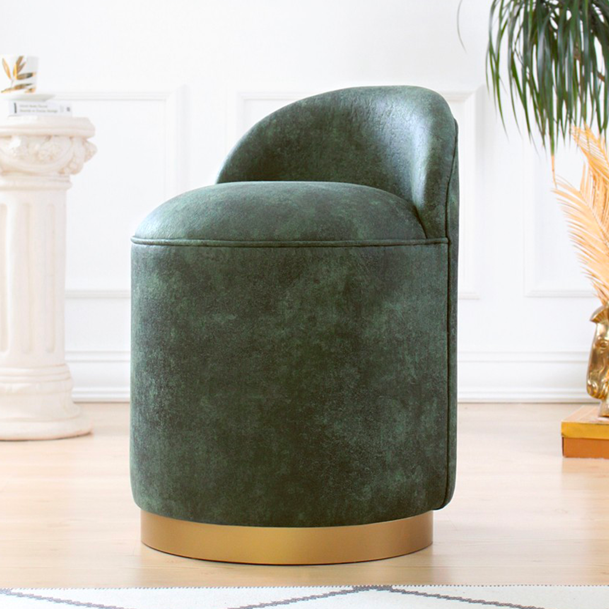 Fauteuil LEMONA tissu velours olive