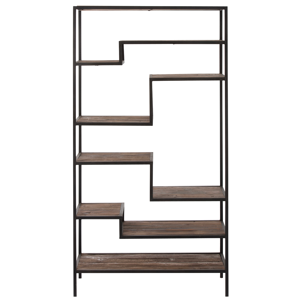 Étagère 6 tablettes métal/bois marron/noir