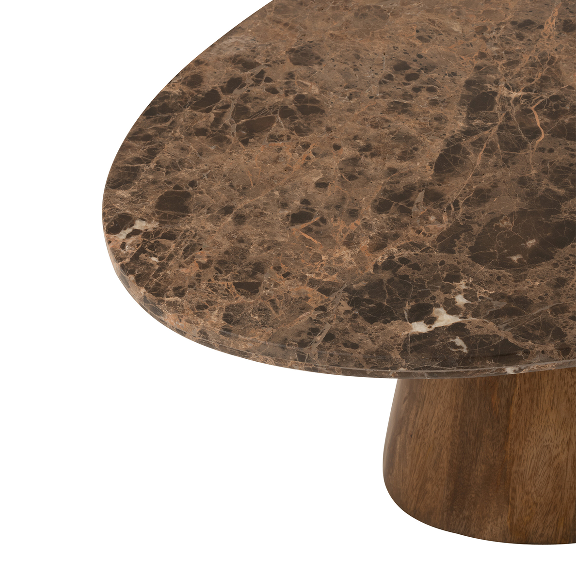 Table Basse Ovale Marbre/Bois De Manguier Marron