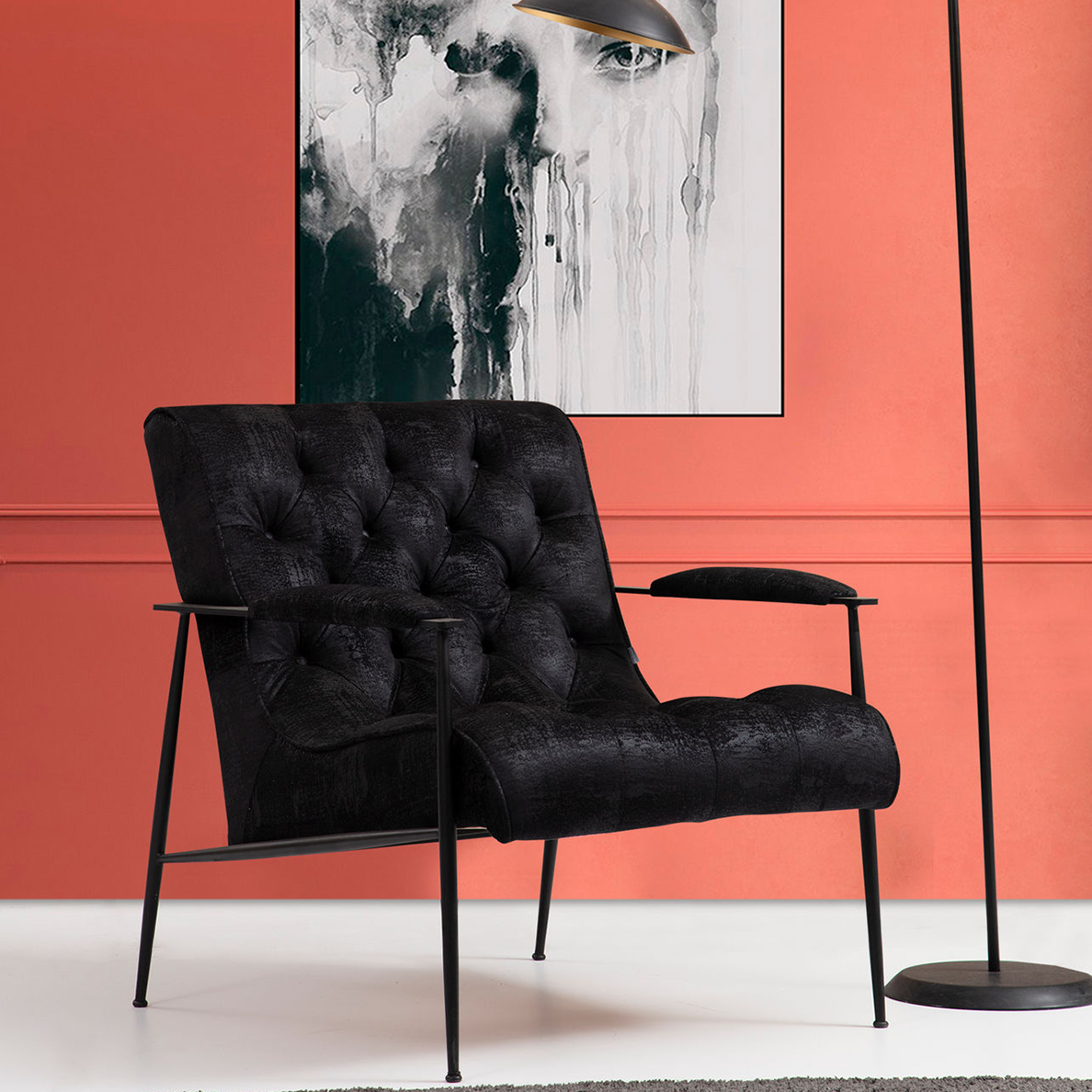 Fauteuil tissu velours DARKO noir