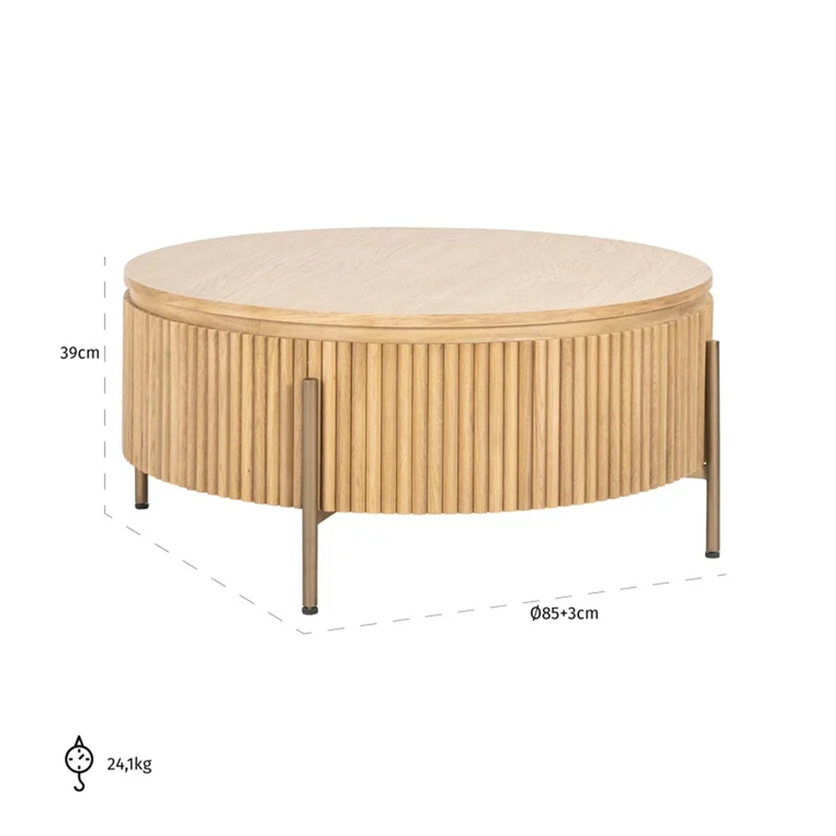 Table basse BELFORT en chêne naturel 90 cm