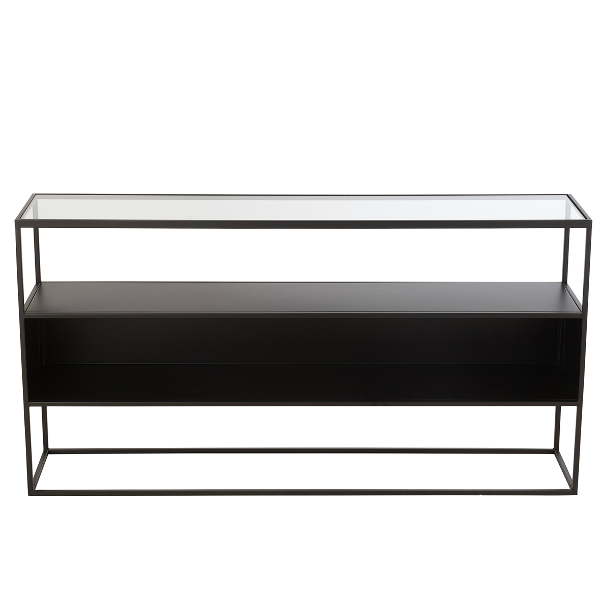 Console LOUIS Carré Metal/Verre Noir