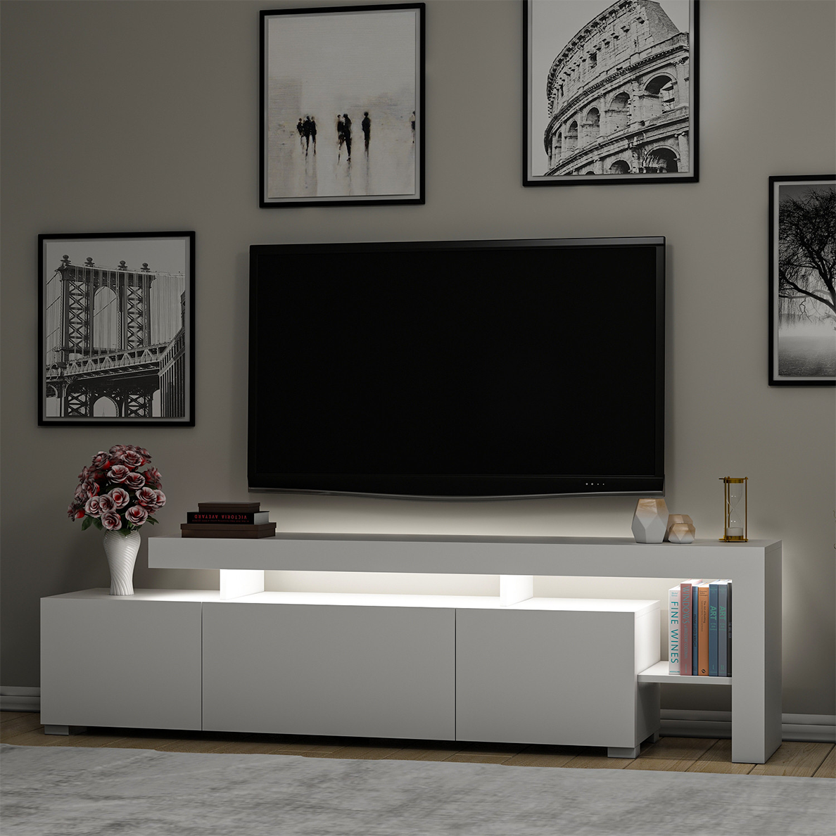 Meuble TV BLOOM Blanc LED