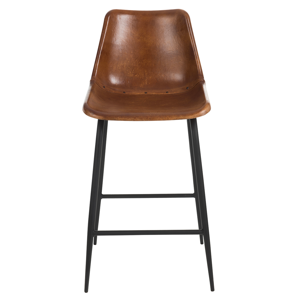 Tabouret de bar en cuir/métal marron