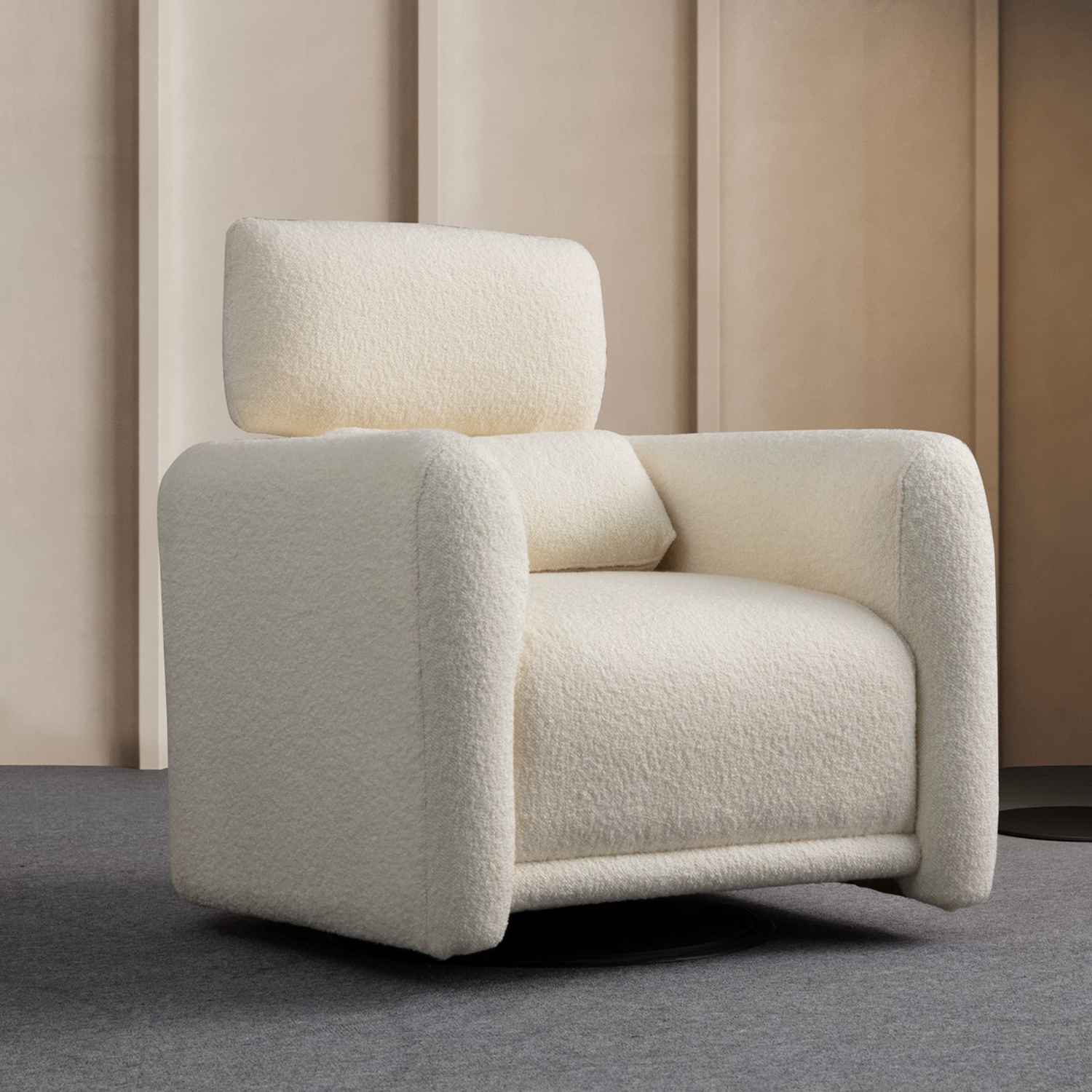 Fauteuil CRANS MONTANA tissu bouclette écru