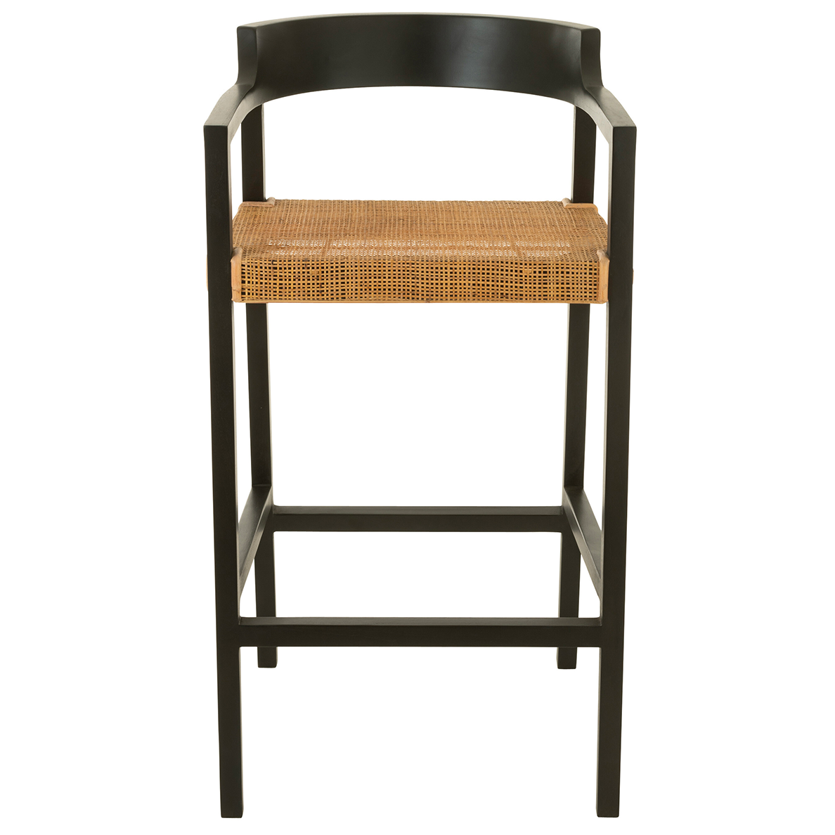 Tabouret de bar EMMA en teck noir/marron