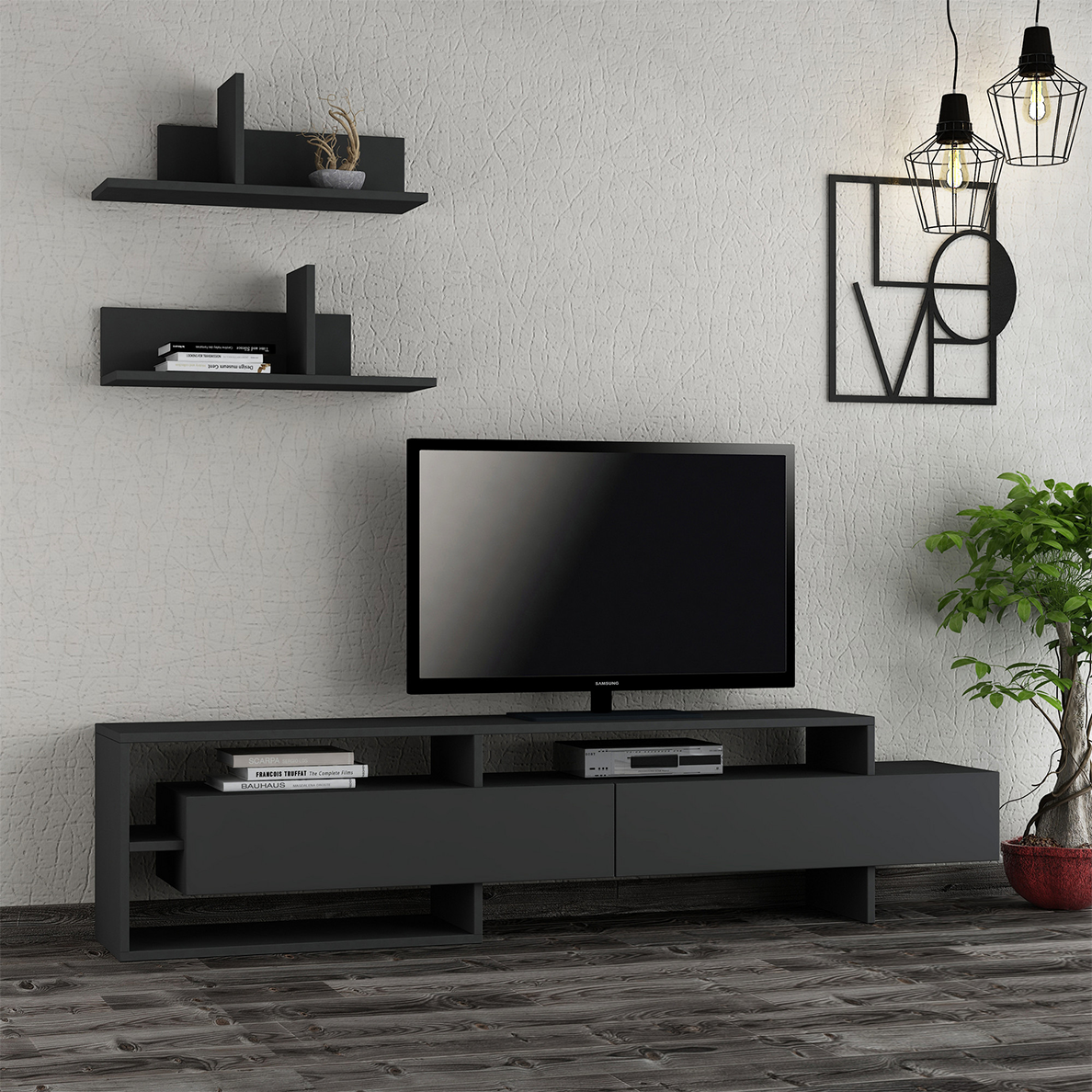 Ensemble de meuble TV ANTHRACITE