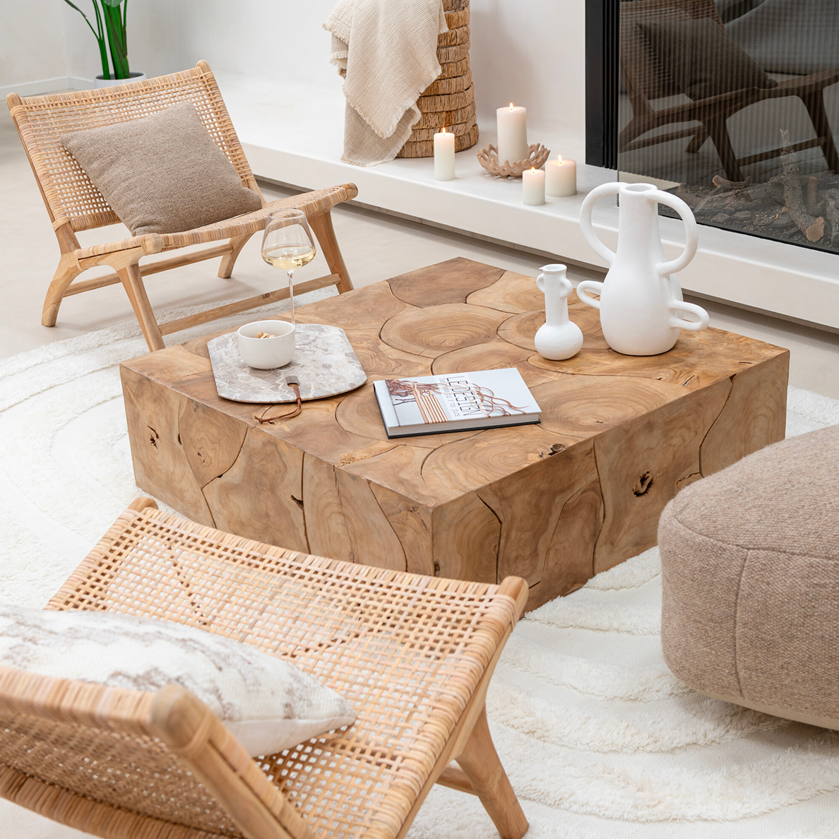 Table De Salon Boite Puzzle Teck Naturel by JLINE