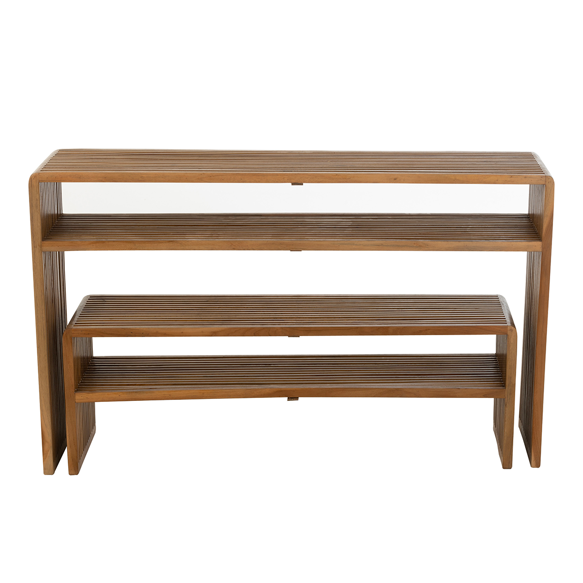 Set De 2 Console Avec Etagere Teck Recycle Naturel by JLINE