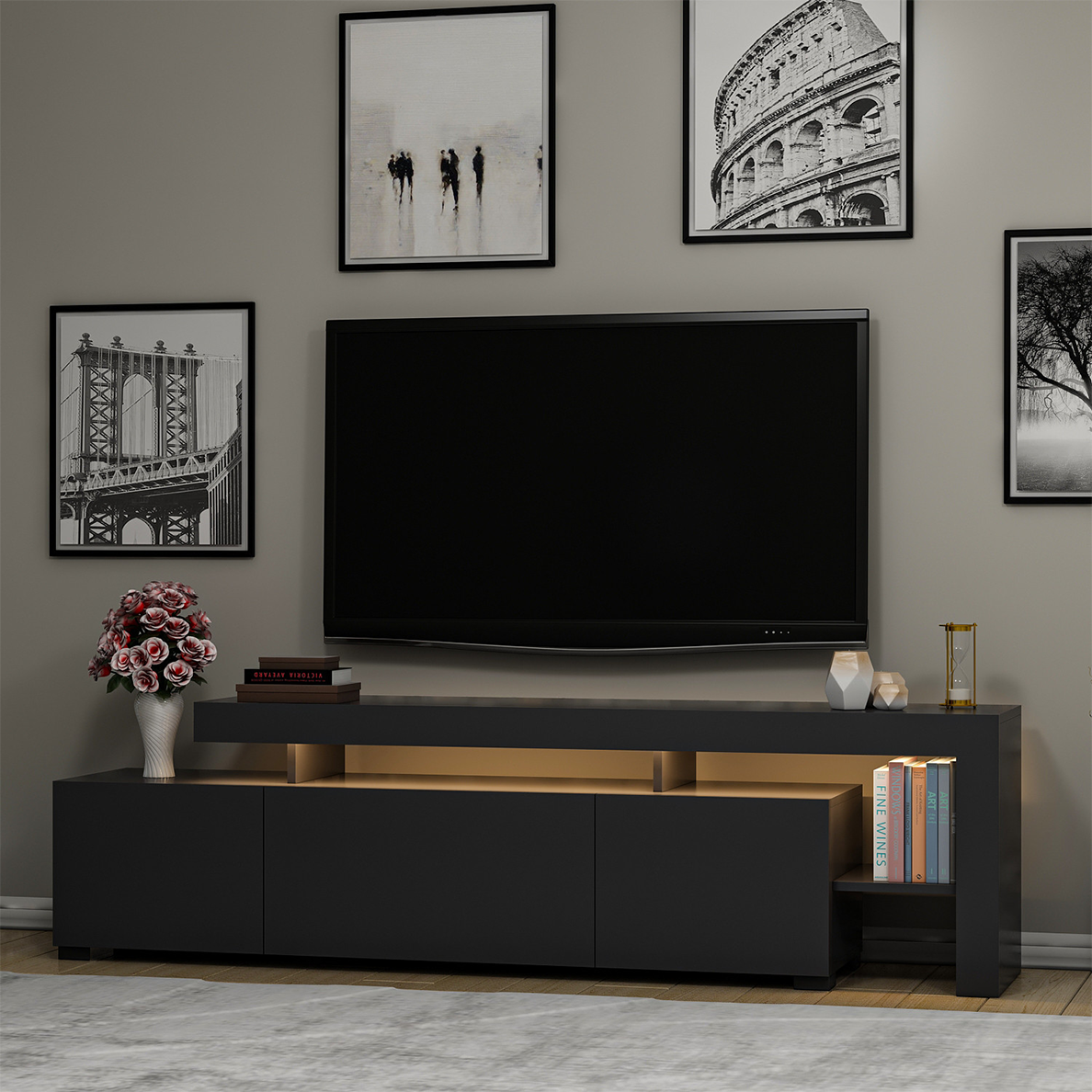 Meuble TV BLOOM anthracite LED