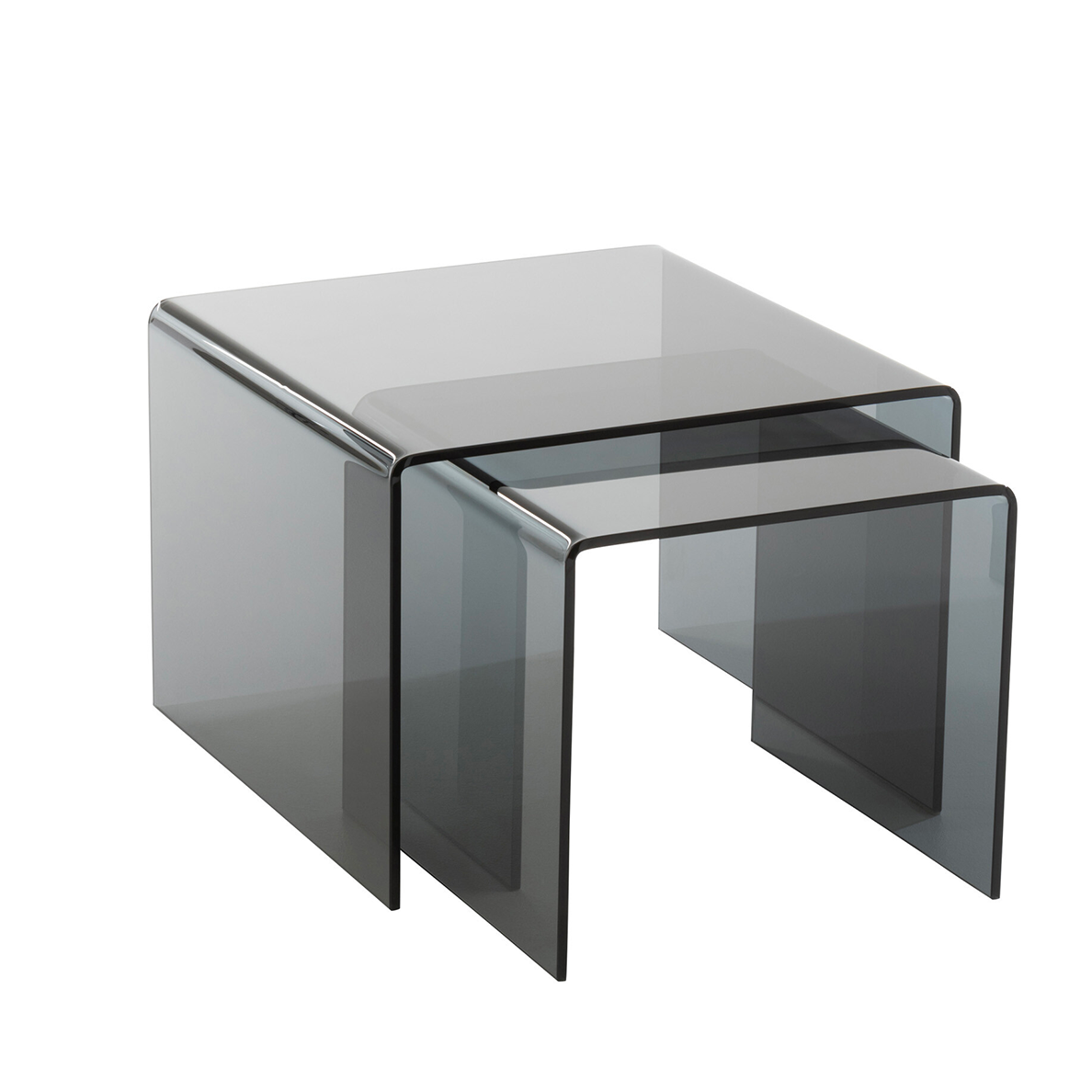 Set 2 tables d'appoint LUMA en verre noir