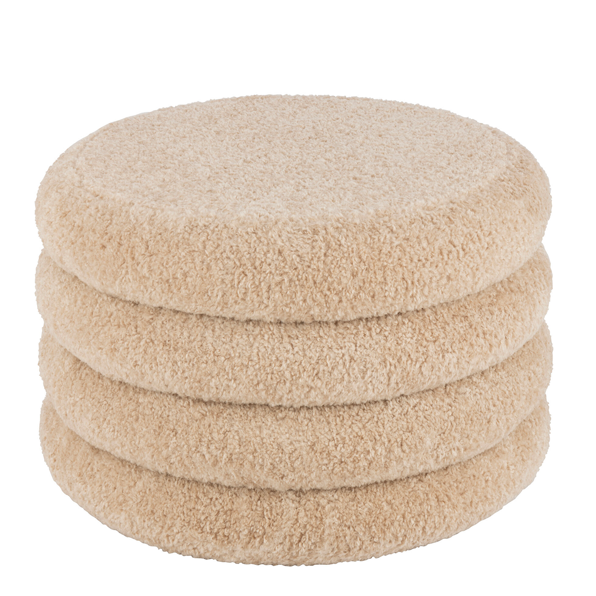 Pouf TEDDY rond tissu bouclette beige