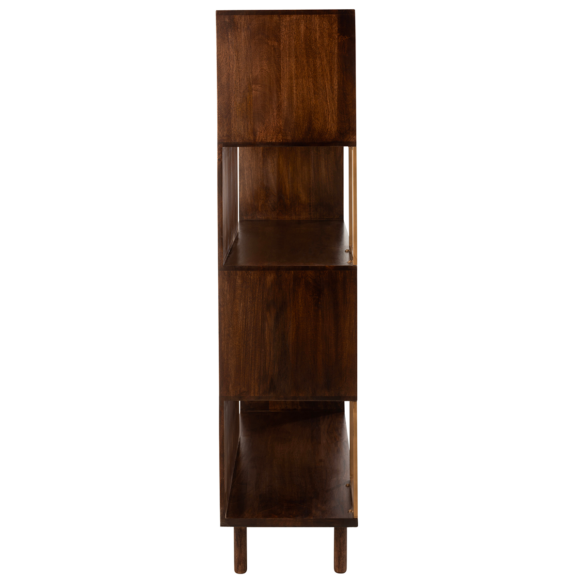 Etagere RAFI 4 niveau Fer/Bois de Manguier Or/Brun Foncé by JLINE