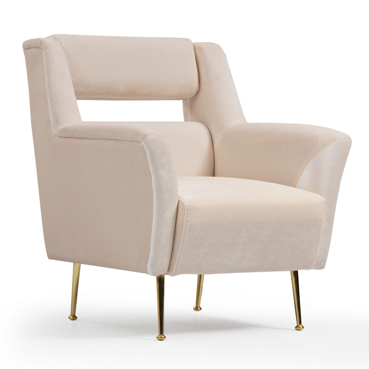 Fauteuil tissu velours WING écru