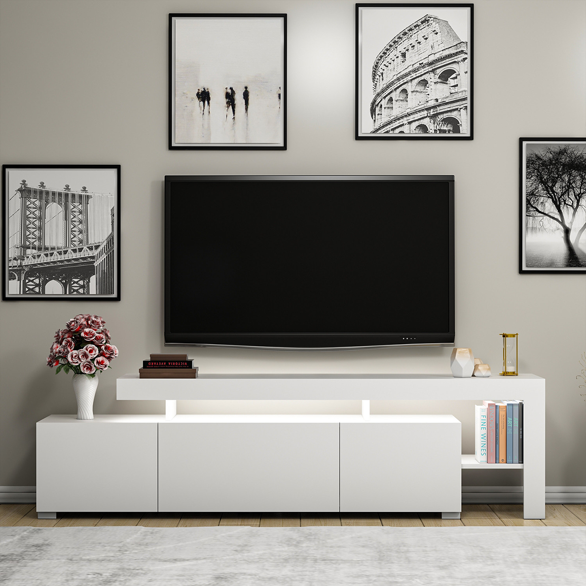 Meuble TV BLOOM Blanc LED