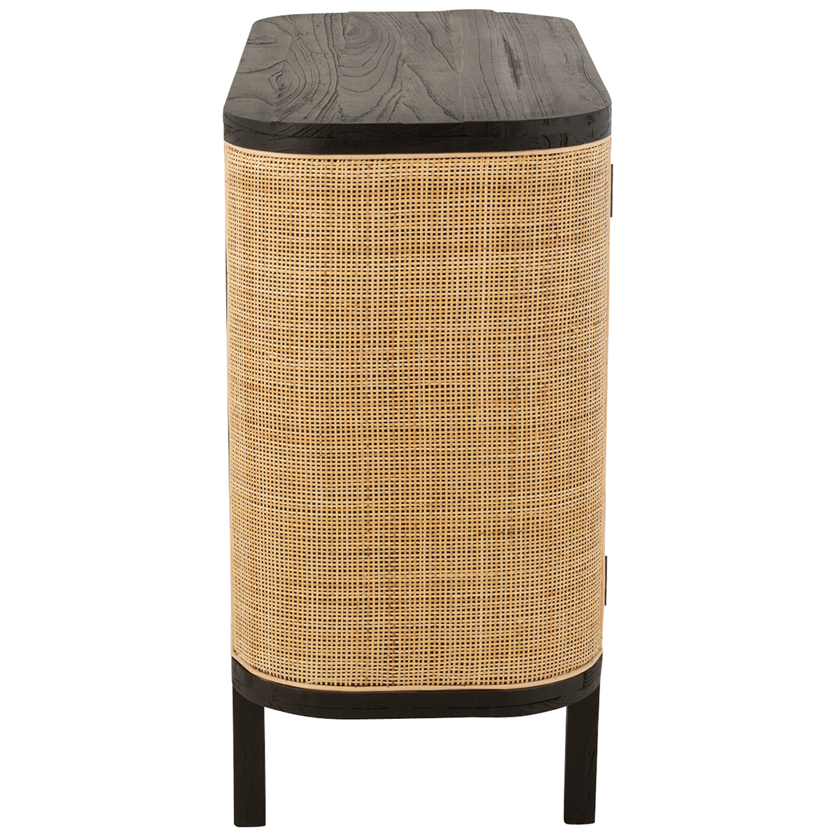 Commode 2 Portes MOLLY en bois exotique et rotin noir