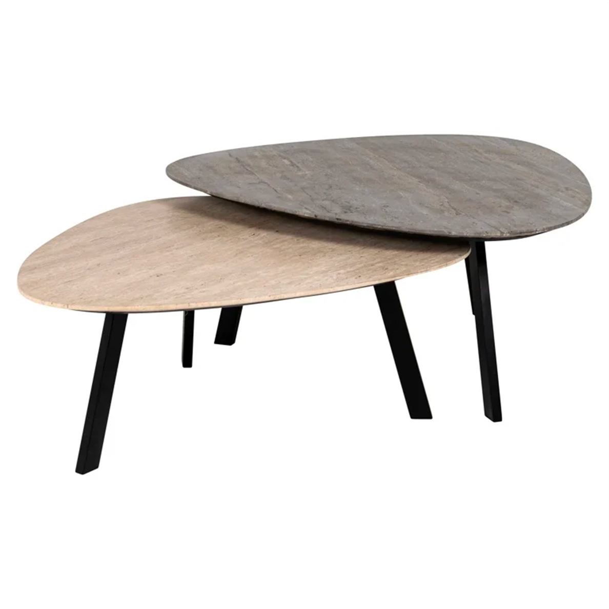 Ensemble de 2 tables basses SPENCER beige/gris travertin