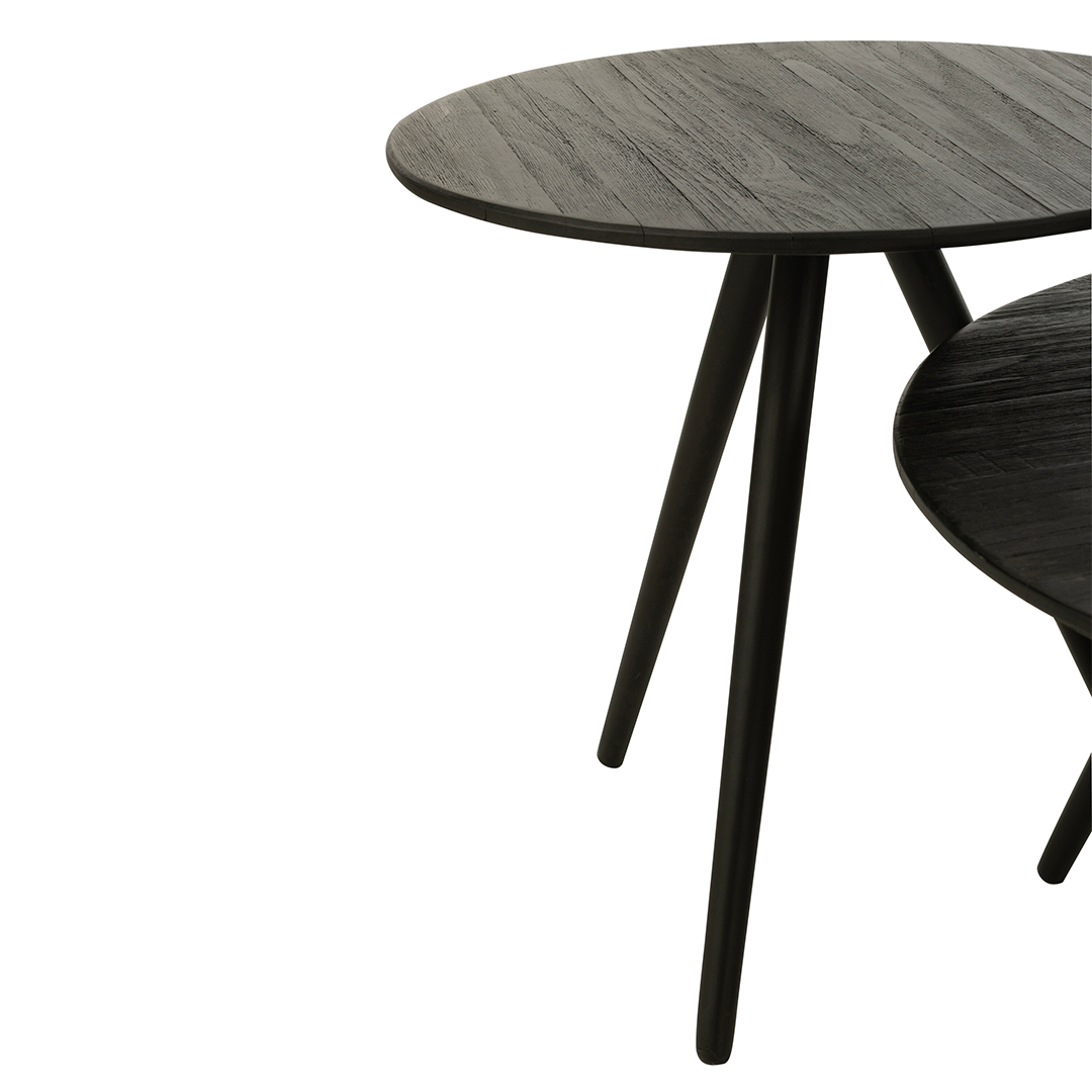 Set de 4 tables ROUND en teck recyclé.