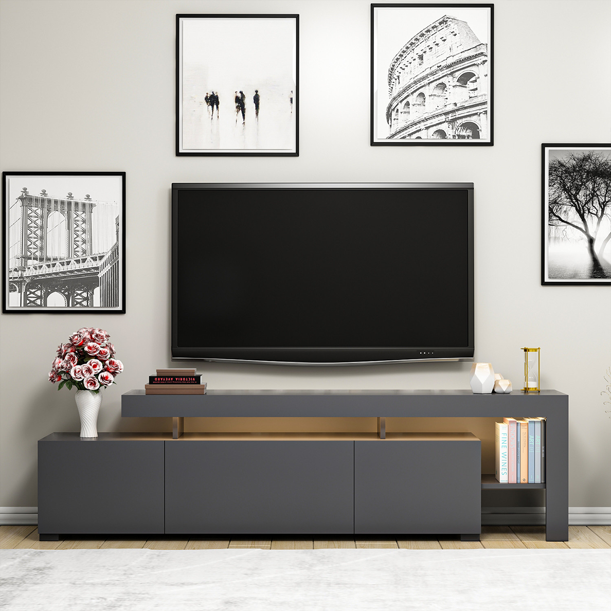 Meuble TV BLOOM anthracite LED