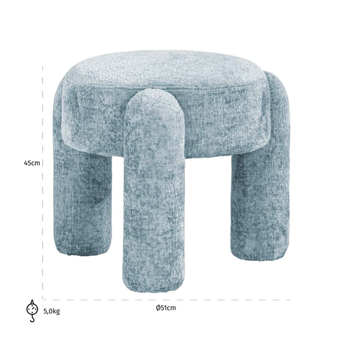 Pouf HOLLY chenille bleu clair