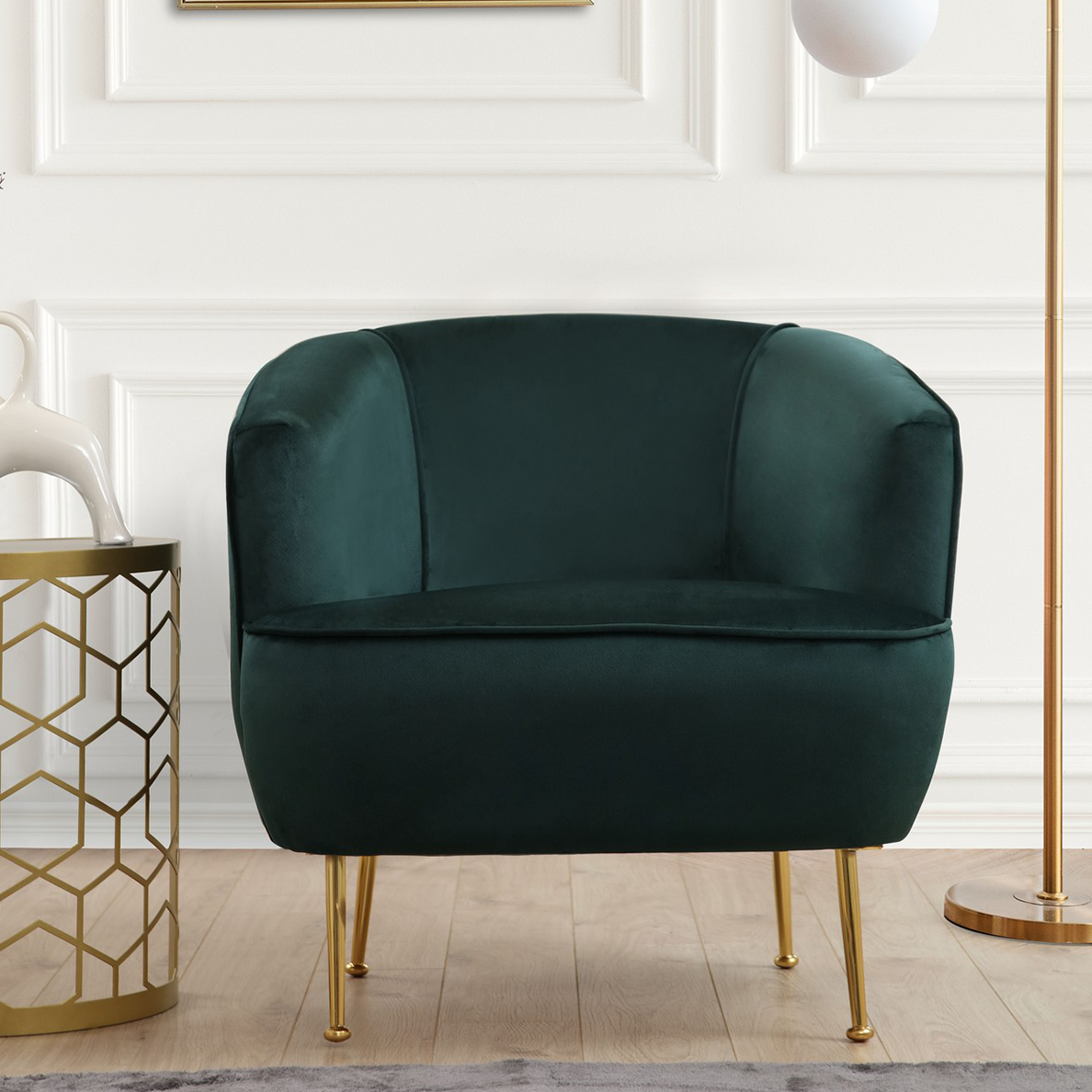 Fauteuil tissu velours OLIVER vert