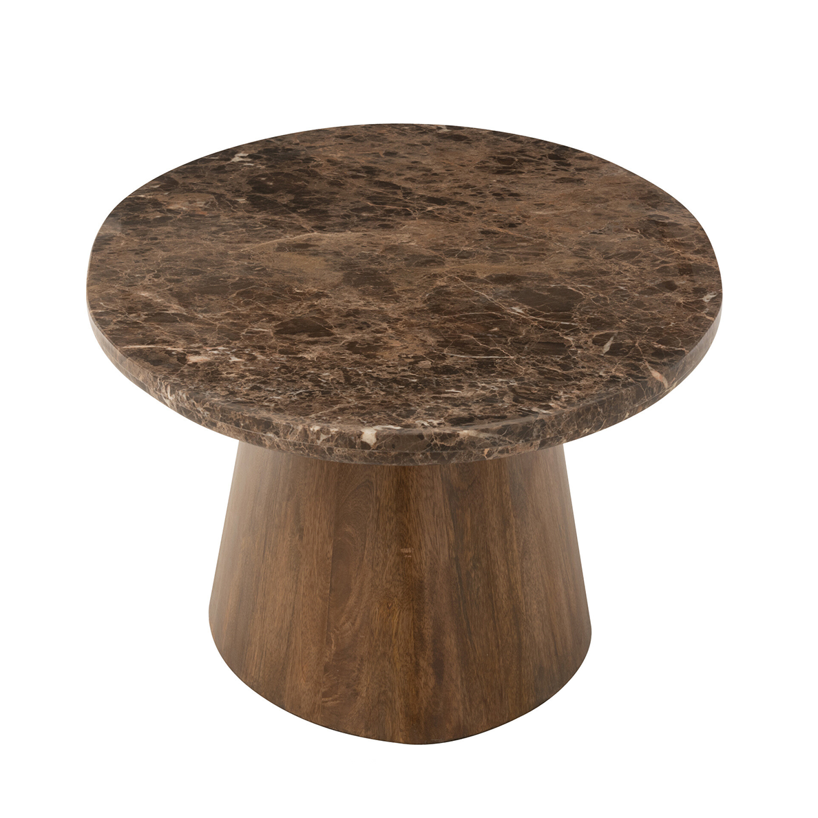 Table Basse Ovale Marbre/Bois De Manguier Marron