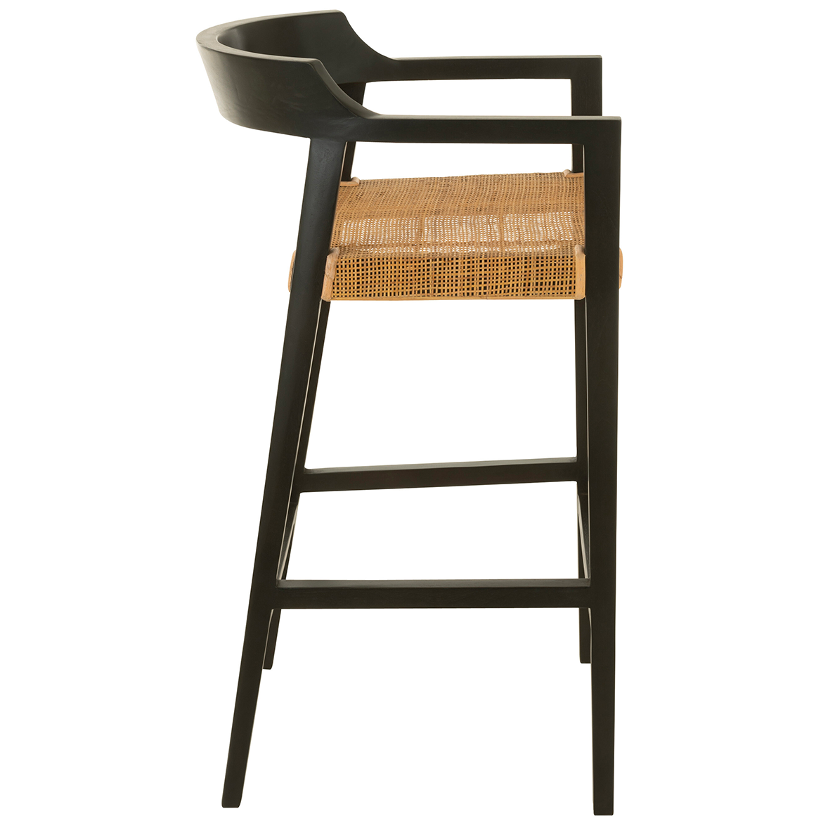 Tabouret de bar EMMA en teck noir/marron