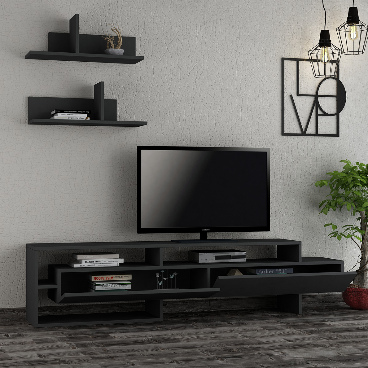 Ensemble de meuble TV ANTHRACITE