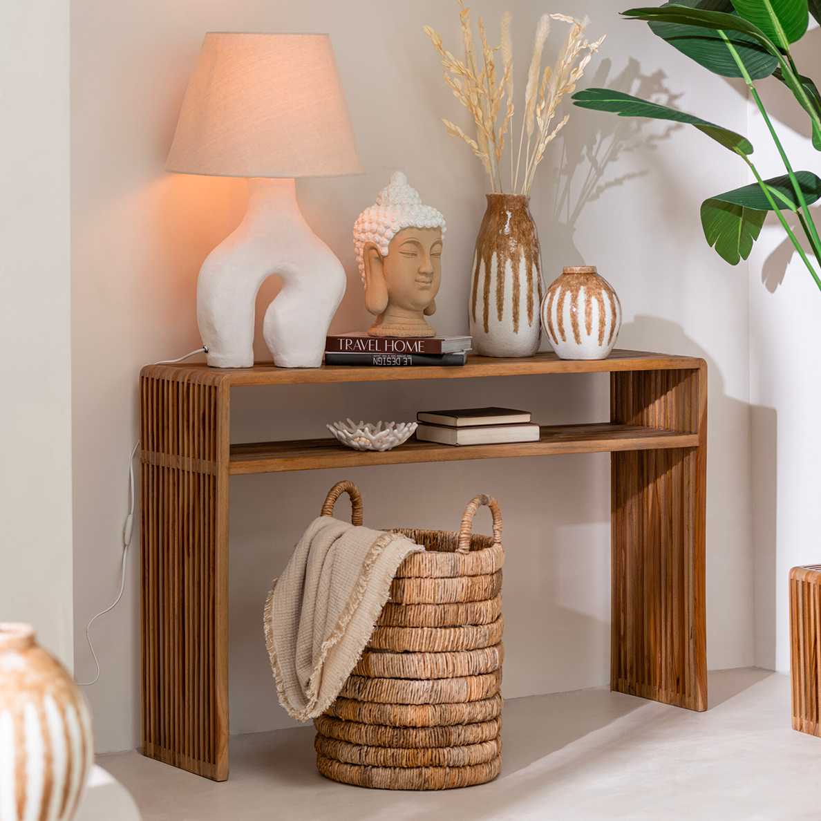 Set De 2 Console Avec Etagere Teck Recycle Naturel by JLINE