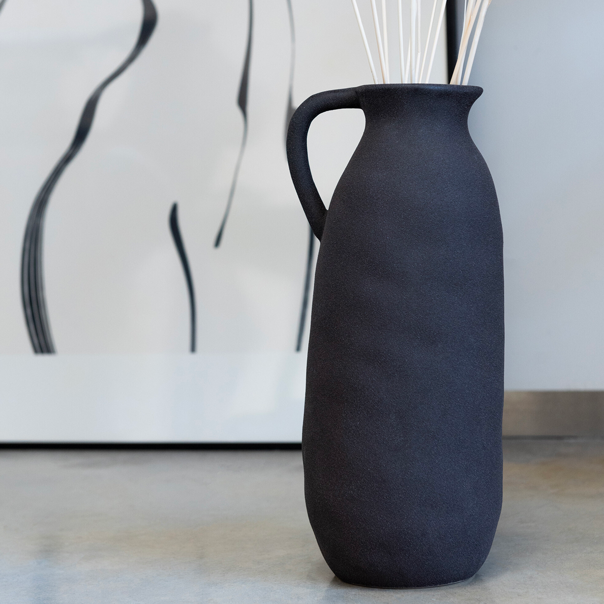 Vase Cruche en Céramique Noir Grand