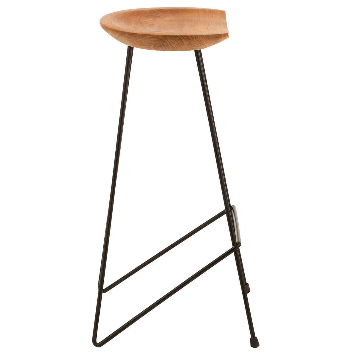 Tabouret de bar en bois de teck/fer naturel