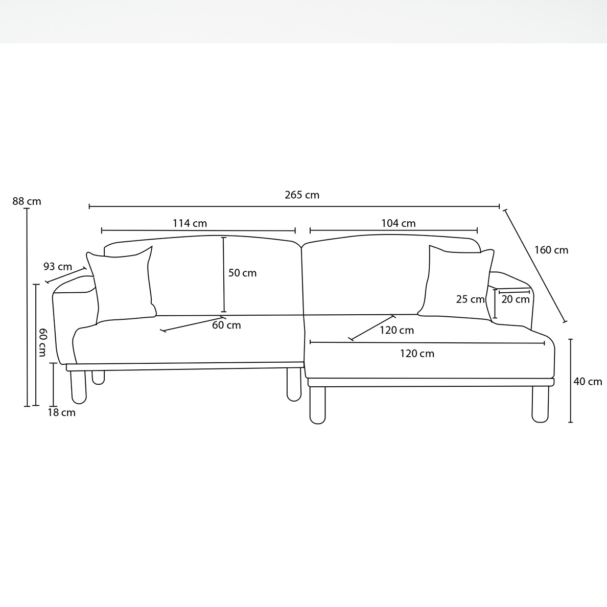 Canapé d'angle convertible WOODYS en tissu écru