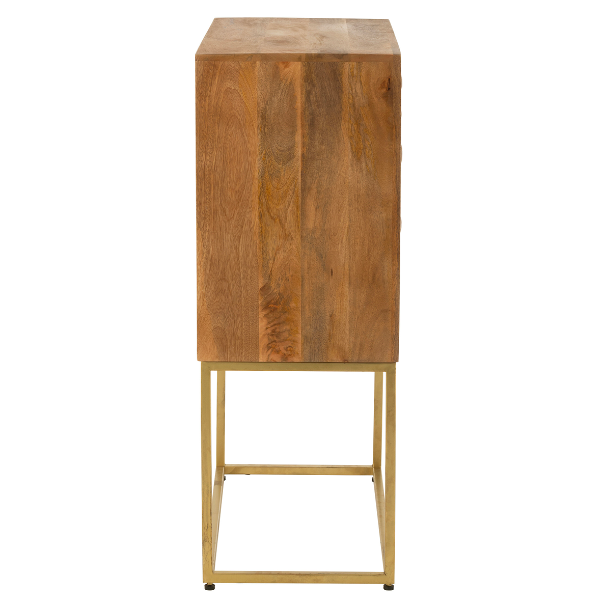 Commode LUCIA sur pied en métal/bois de manguier naturel/doré