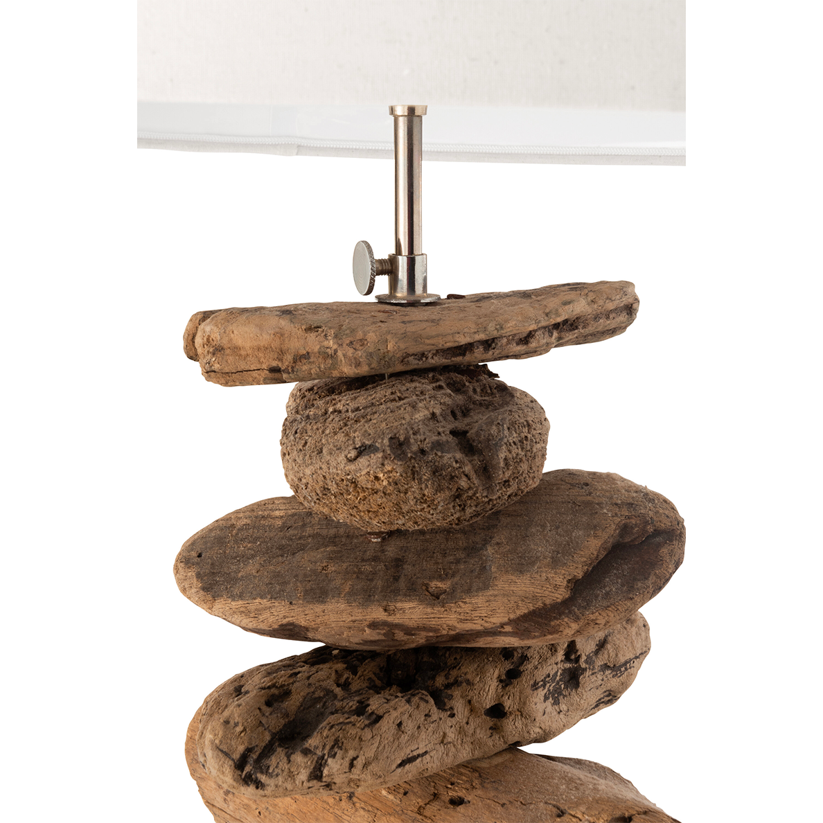 Lampe + Abat-Jour Bois Flotte Naturel/Blanc Medium