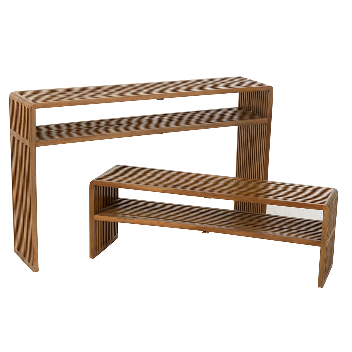 Set De 2 Console Avec Etagere Teck Recycle Naturel by JLINE