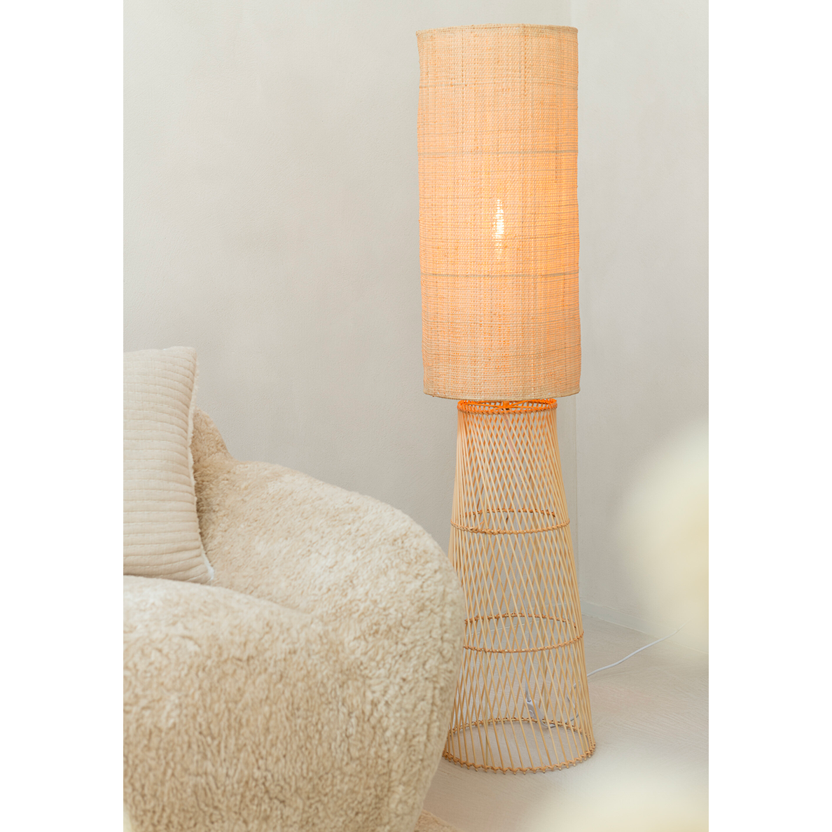 Lampadaire BALIA en Lin/Bambou Naturel