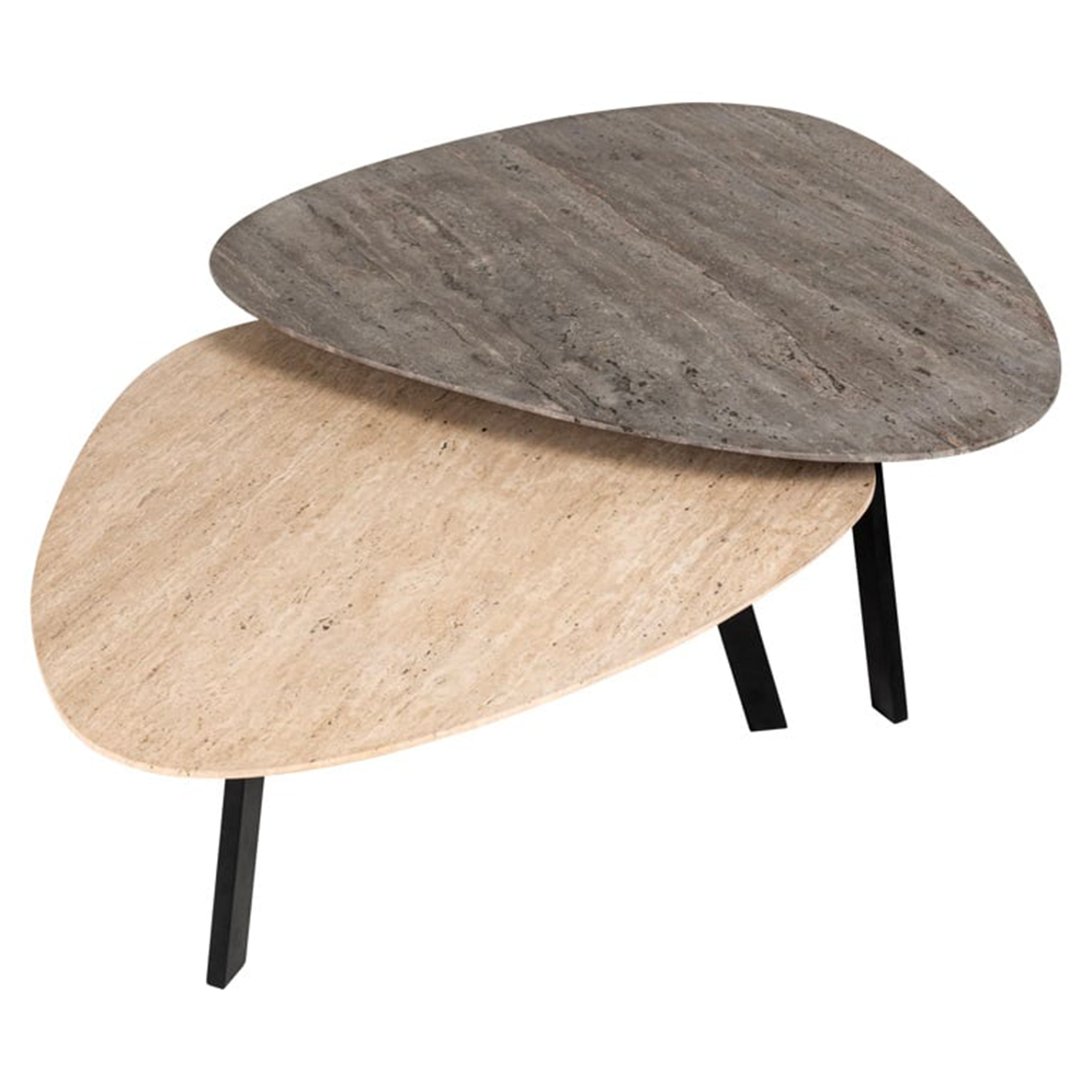 Ensemble de 2 tables basses SPENCER beige/gris travertin