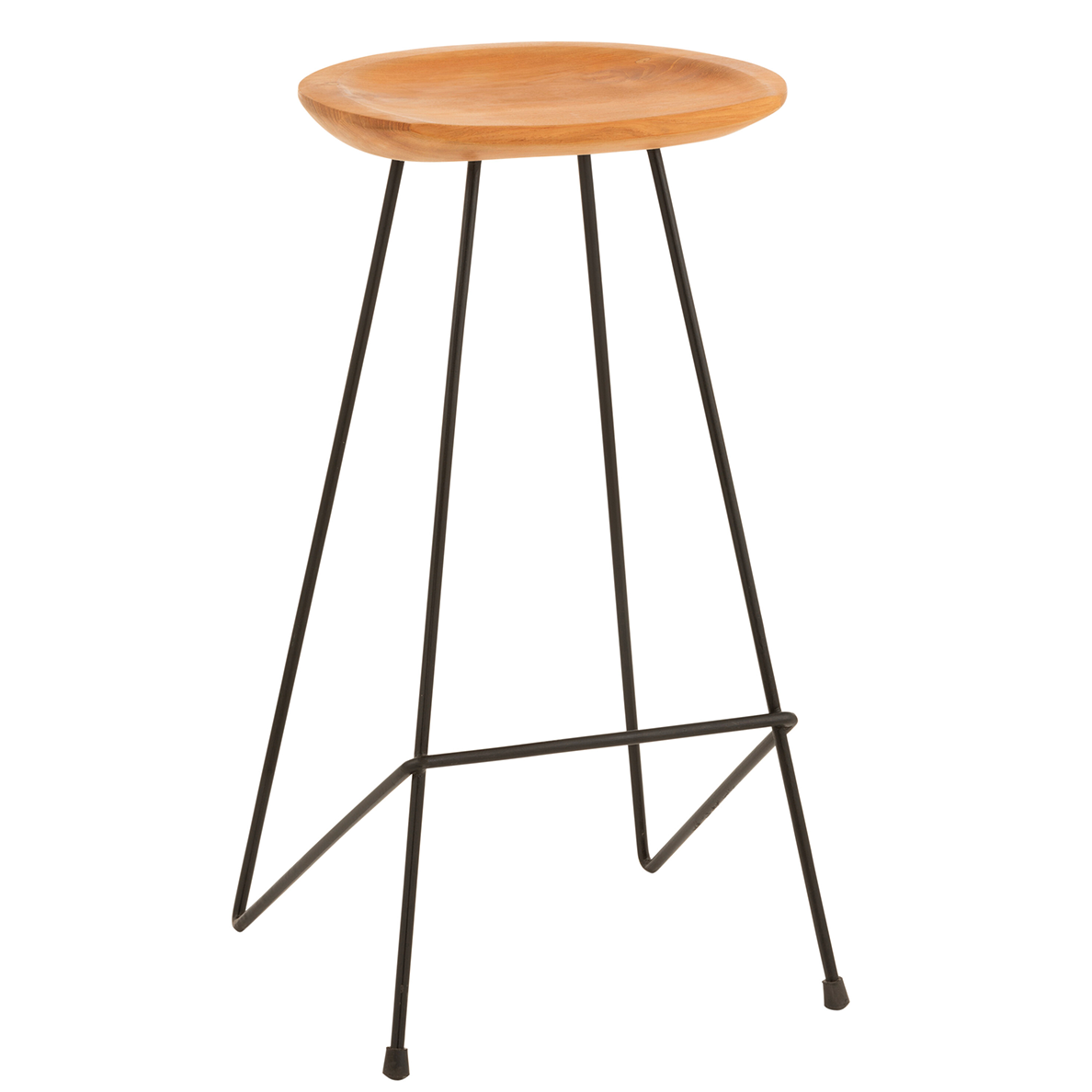 Tabouret de bar en bois de teck/fer naturel