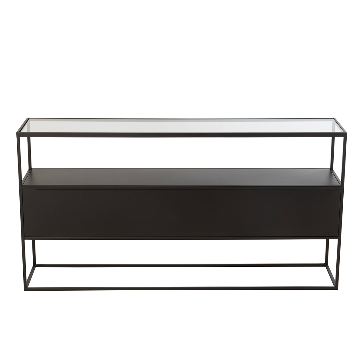 Console LOUIS Carré Metal/Verre Noir