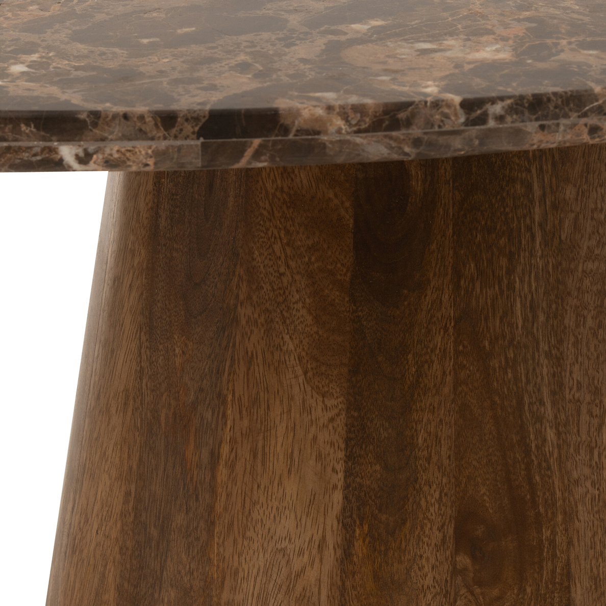 Table Basse Ovale Marbre/Bois De Manguier Marron