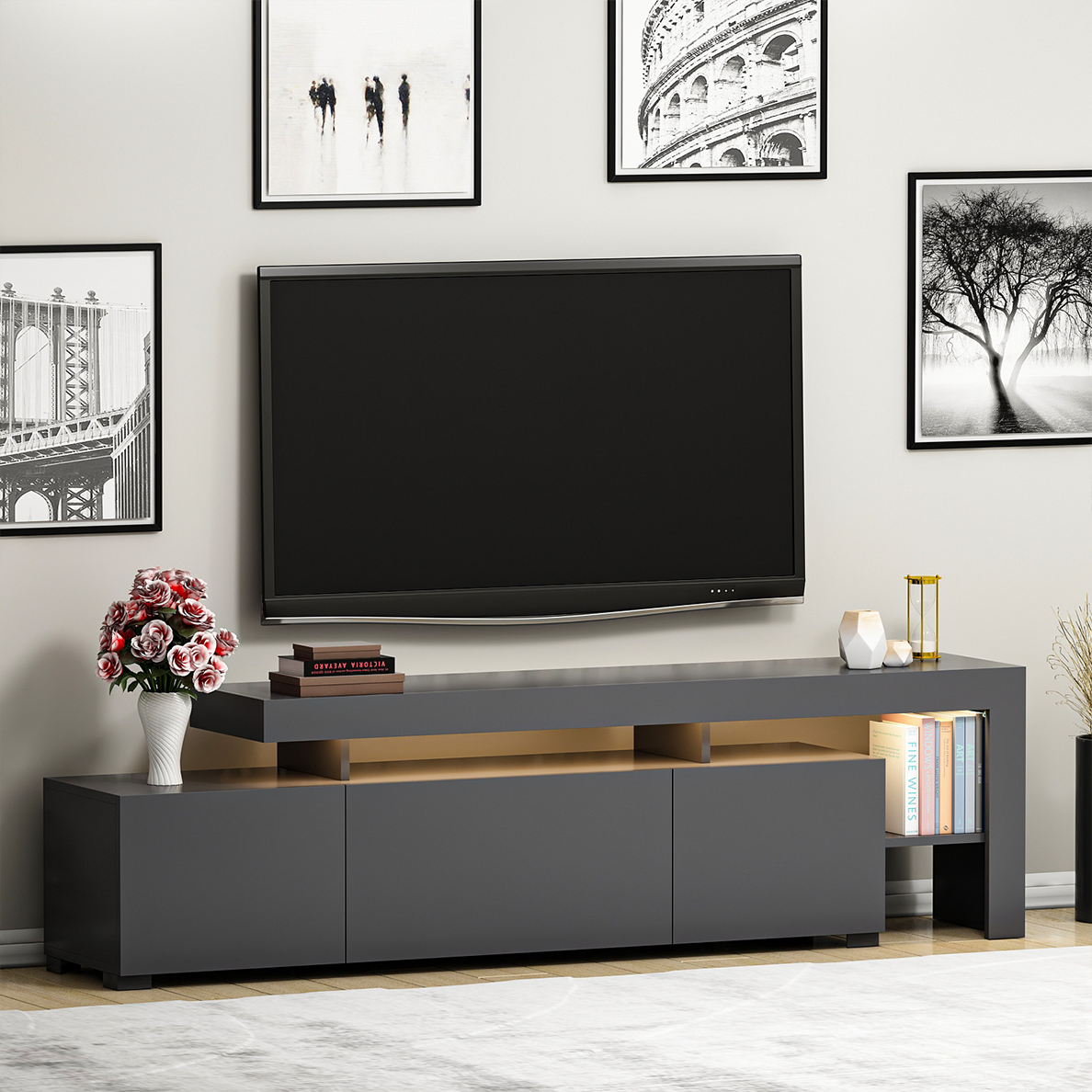 Meuble TV BLOOM anthracite LED