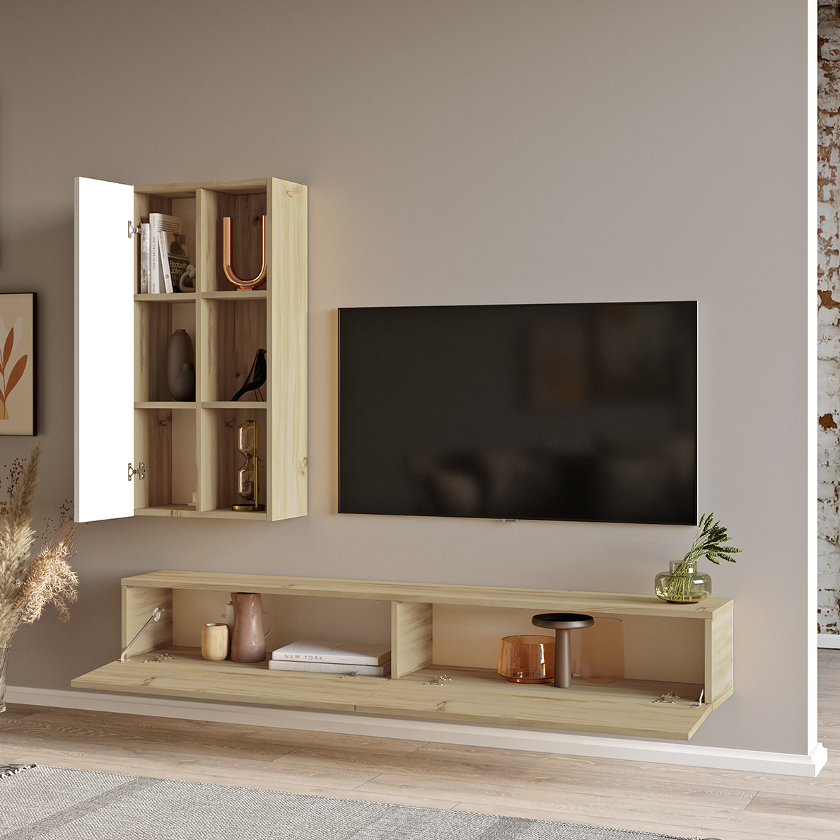 Ensemble de meuble TV LORIA naturel