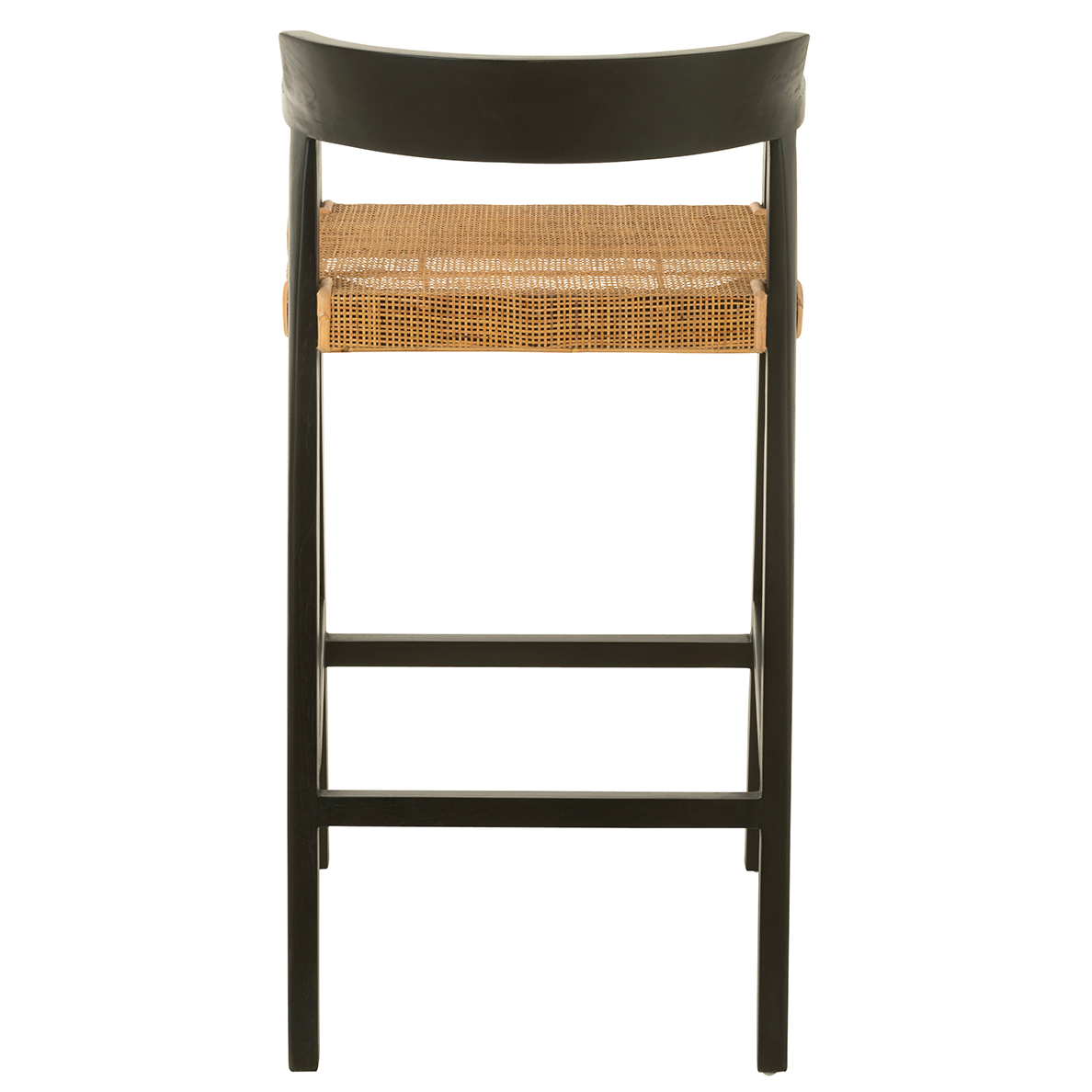 Tabouret de bar EMMA en teck noir/marron