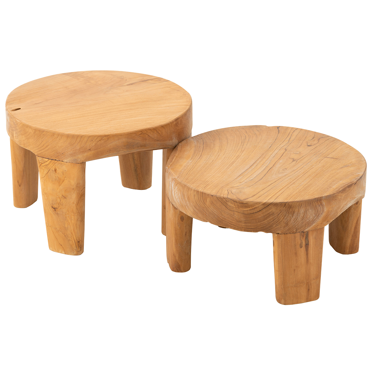 Set de 2 tables d'appoint LAOS en Tek Naturel